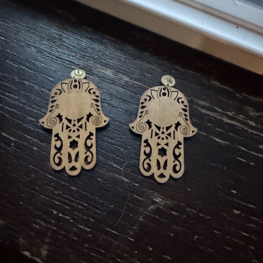 Hamsa Hand Earrings with Intricate Design - Picture 5 of 5